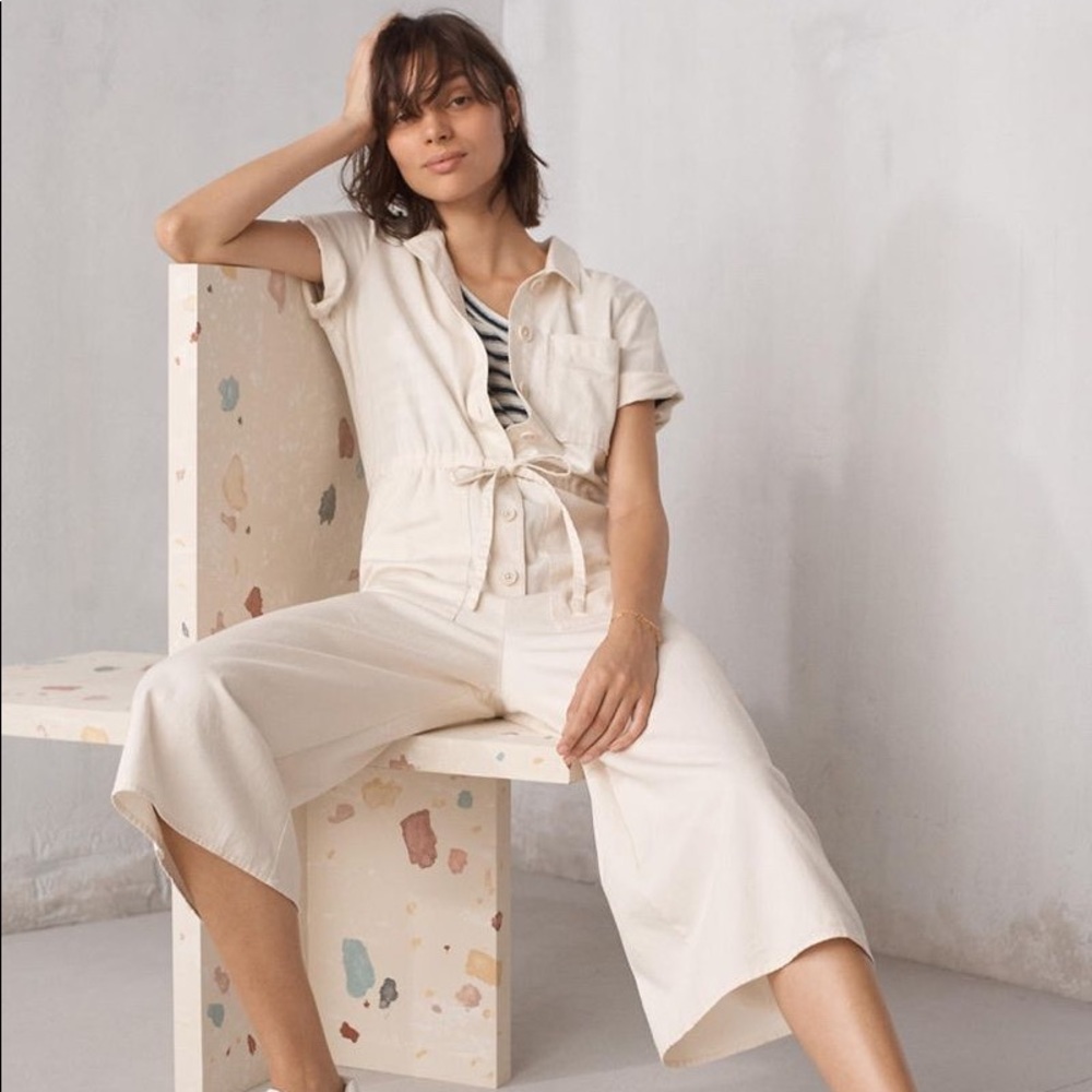 Madewell White, Wide-Leg Utility Jumpsuit